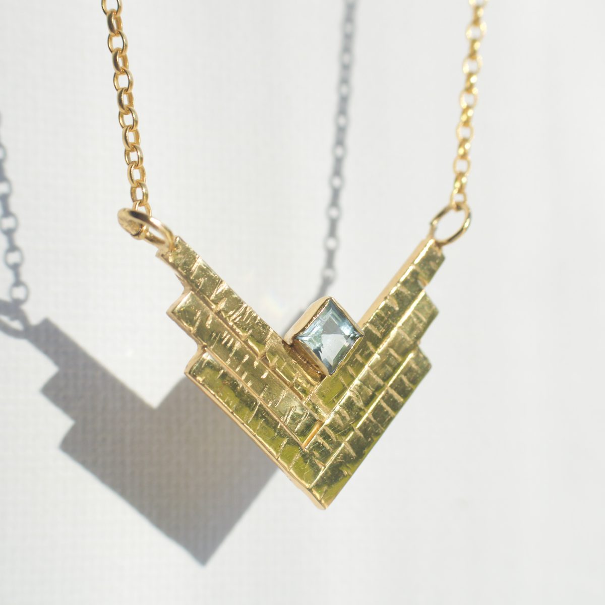 Skye 'Edra' gold necklace with aquamarine