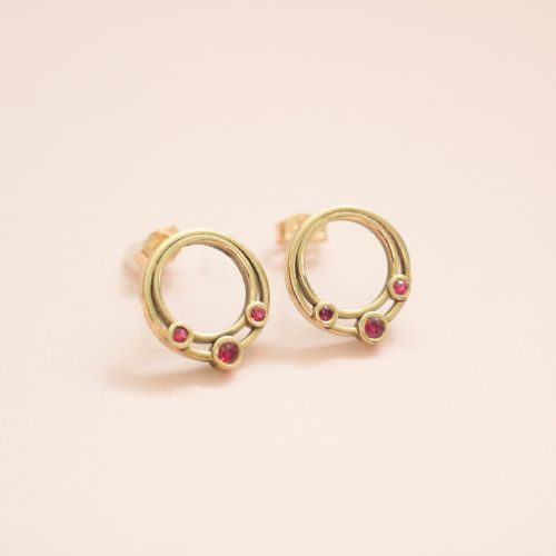yourliri jewellery 14ct gold circle earrings with rubies